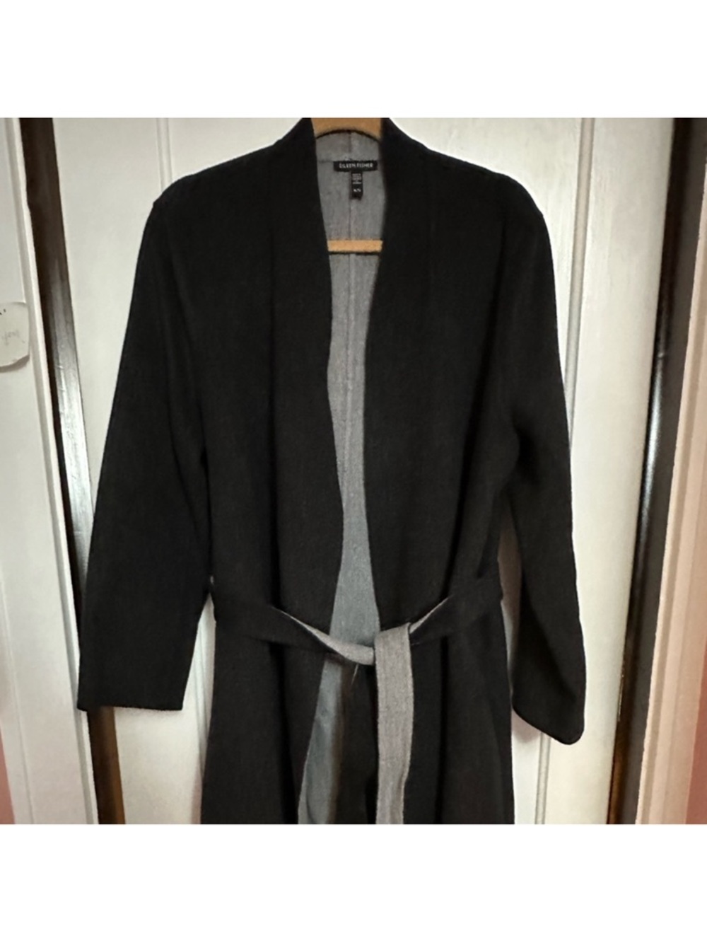 Eileen Fisher charcoal boiled wool/cashmere coat XL